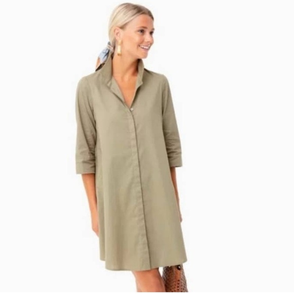 Tuckernuck Charlie Stand Collar Relaxed Button Down Relaxed Dress Sage XS - Picture 11 of 11